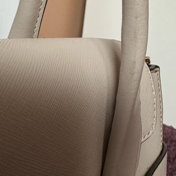 Michael Kors Carmen Small Saffiano Leather Belted Satchel Light Sand Beige - Picture 6 of 17